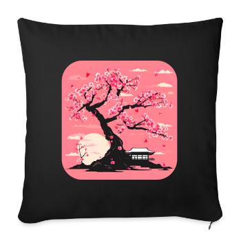 Japon Tour du Monde Temples Culture - Housse de coussin décorative 45 x 45 cm - noir - Devant