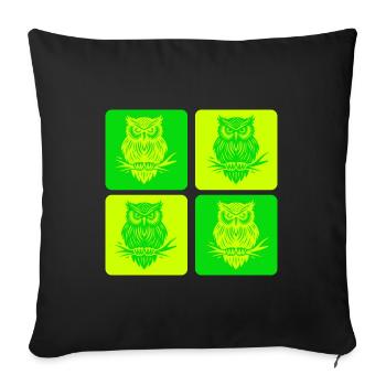 Hibou – L’élégance intemporelle en forêt - Housse de coussin décorative 45 x 45 cm - noir - Devant