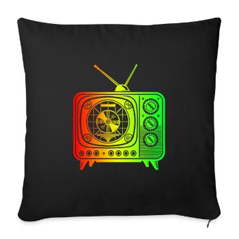 Télévision rétro – Oldschool Vibes - Housse de coussin décorative 45 x 45 cm - noir - Devant