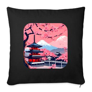 Japon Tour du Monde Temples Culture - Housse de coussin décorative 45 x 45 cm - noir - Devant