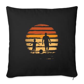 Père et fils football vintage - Housse de coussin décorative 45 x 45 cm - noir - Devant