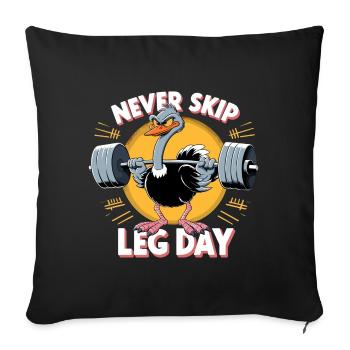 Jambe jour autruche jambe entraînement drôle Gym cadeau - Housse de coussin décorative 45 x 45 cm - noir - Devant