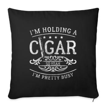 Cigare fumeur Messieurs Lifestyle Whisky Luxe - Housse de coussin décorative 45 x 45 cm - noir - Devant