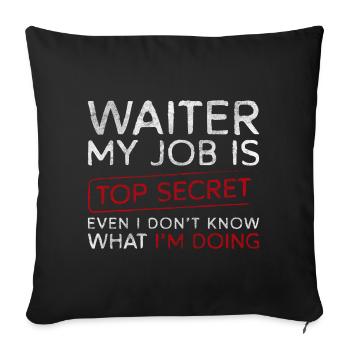 Serveur Service de pourboires Gastronomie Chef - Housse de coussin décorative 45 x 45 cm - noir - Devant