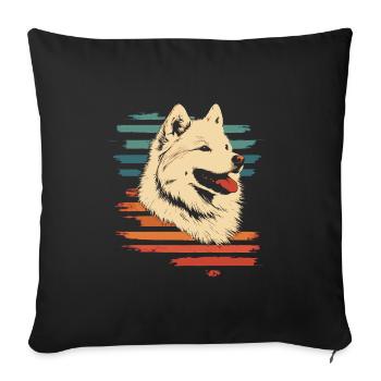 Samoyed Vintage Portrait - Sofa pillowcase 17,3'' x 17,3'' (45 x 45 cm) - black - Front