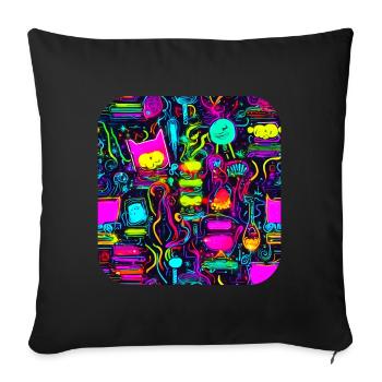 Neon Vintage Glow UV Style - Sofakissenbezug 45 x 45 cm - Schwarz - Vorne