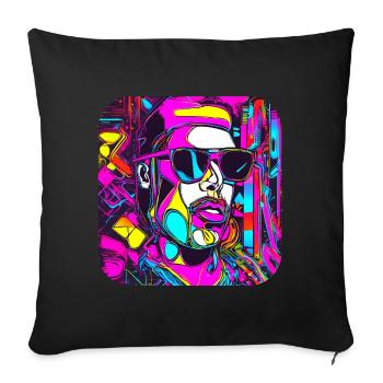 Neon Style UV Glow Party Trend - Sofakissenbezug 45 x 45 cm - Schwarz - Vorne
