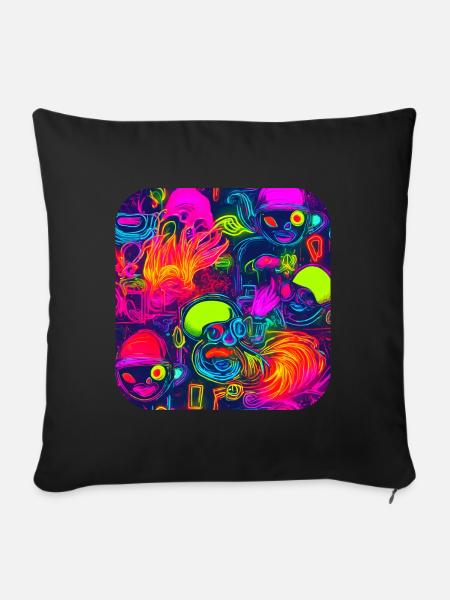 Neon DJ House Party Tendance - Housse de coussin décorative 45 x 45 cm - noir