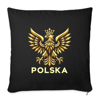 Pologne Polska aigle or drapeau épique cadeau - Housse de coussin décorative 45 x 45 cm - noir - Devant