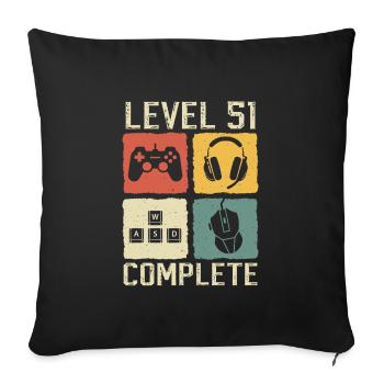 Level 51 Komplettes Gamer-Geschenk zum 51. Geburtstag - Sofakissenbezug 45 x 45 cm - Schwarz - Vorne