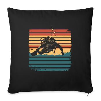 Scuba Diving Diving Diver Vintage - Sofa pillowcase 17,3'' x 17,3'' (45 x 45 cm) - black - Front
