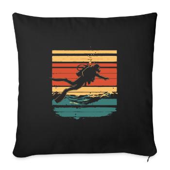 Scuba Diving Diving Diver Vintage - Sofa pillowcase 17,3'' x 17,3'' (45 x 45 cm) - black - Front