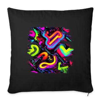 Neon Party Oldschool Color Glow UV - Sofakissenbezug 45 x 45 cm - Schwarz - Vorne