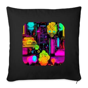 Neon Abstract Style Trend UV - Sofa pillowcase 17,3'' x 17,3'' (45 x 45 cm) - black - Front