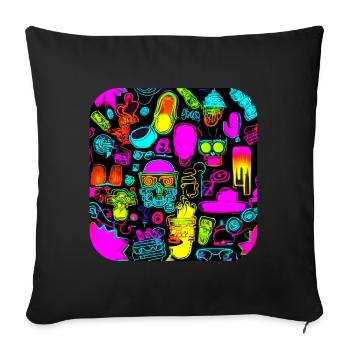 Neon Abstract Style Trend Glow Party - Sofa pillowcase 17,3'' x 17,3'' (45 x 45 cm) - black - Front