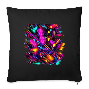 Neon Farben Bunt Kreativ Style Glow - Sofakissenbezug 45 x 45 cm - Schwarz - Vorne