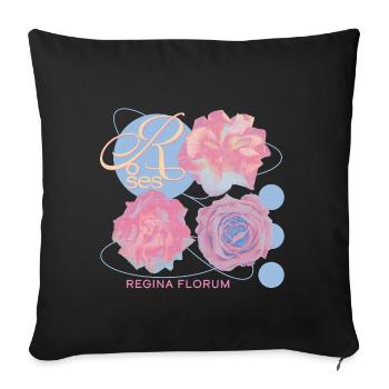 Regina Florum – Unusual rose design - Sofa pillowcase 17,3'' x 17,3'' (45 x 45 cm) - black - Front