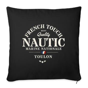 Design Nautique Marine Toulon Authentique - Housse de coussin décorative 45 x 45 cm - noir - Devant