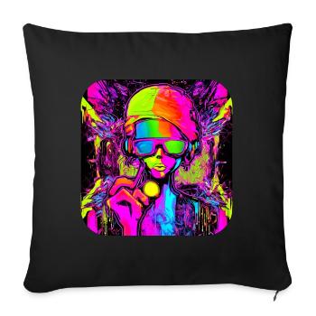 Neon Colors Colorful Creative Style Glow - Sofa pillowcase 17,3'' x 17,3'' (45 x 45 cm) - black - Front