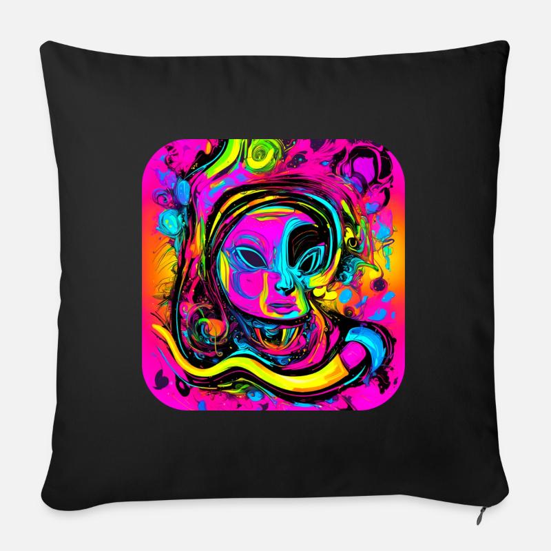 Neon Abstract Style Trend Glow Party - Sofa pillowcase 17,3'' x 17,3'' (45 x 45 cm) - black