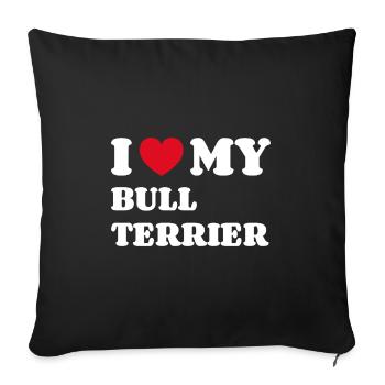 J’aime mon Bull Terrier Bull Terrier Propriétaire de chien - Housse de coussin décorative 45 x 45 cm - noir - Devant