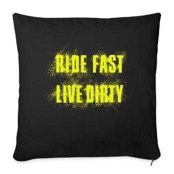 ROULEZ VITE, VIVEZ SALE – VTT - MOTOCROSS - Housse de coussin décorative 45 x 45 cm - noir - Devant