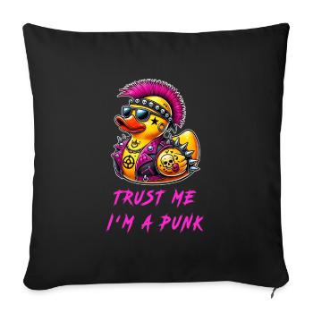 Croyez-moi, je suis un punk / canard - Housse de coussin décorative 45 x 45 cm - noir - Devant