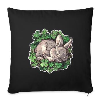 Sleeping bunny in clover Easter motif - Sofa pillowcase 17,3'' x 17,3'' (45 x 45 cm) - black - Front