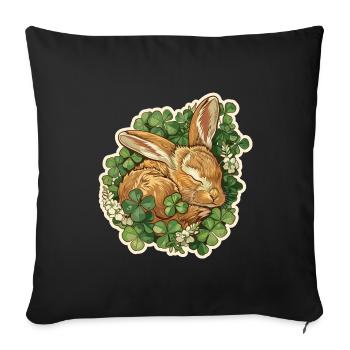 Sleeping bunny in clover Easter motif - Sofa pillowcase 17,3'' x 17,3'' (45 x 45 cm) - black - Front