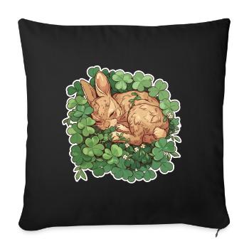 Sleeping bunny in clover Easter motif - Sofa pillowcase 17,3'' x 17,3'' (45 x 45 cm) - black - Front