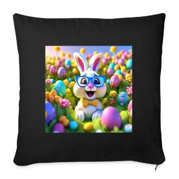 Ostern, Ostern, Frohe Ostern, Schokoladeneier - Sofakissenbezug 45 x 45 cm - Schwarz - Vorne