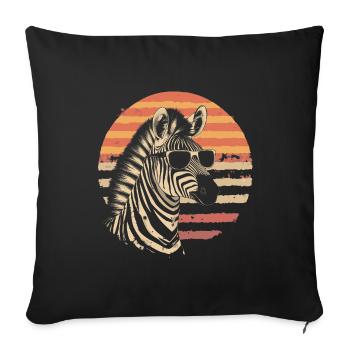 Zèbre avec lunettes de soleil Vintage - Housse de coussin décorative 45 x 45 cm - noir - Devant
