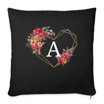 Floral Golden Heart Letter - Sofa pillowcase 17,3'' x 17,3'' (45 x 45 cm) - black - Front