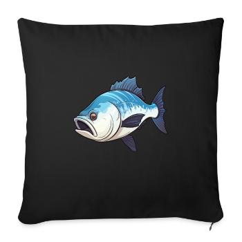 Motif de poisson flétan parfait pour les pêcheurs à la ligne - Housse de coussin décorative 45 x 45 cm - noir - Devant