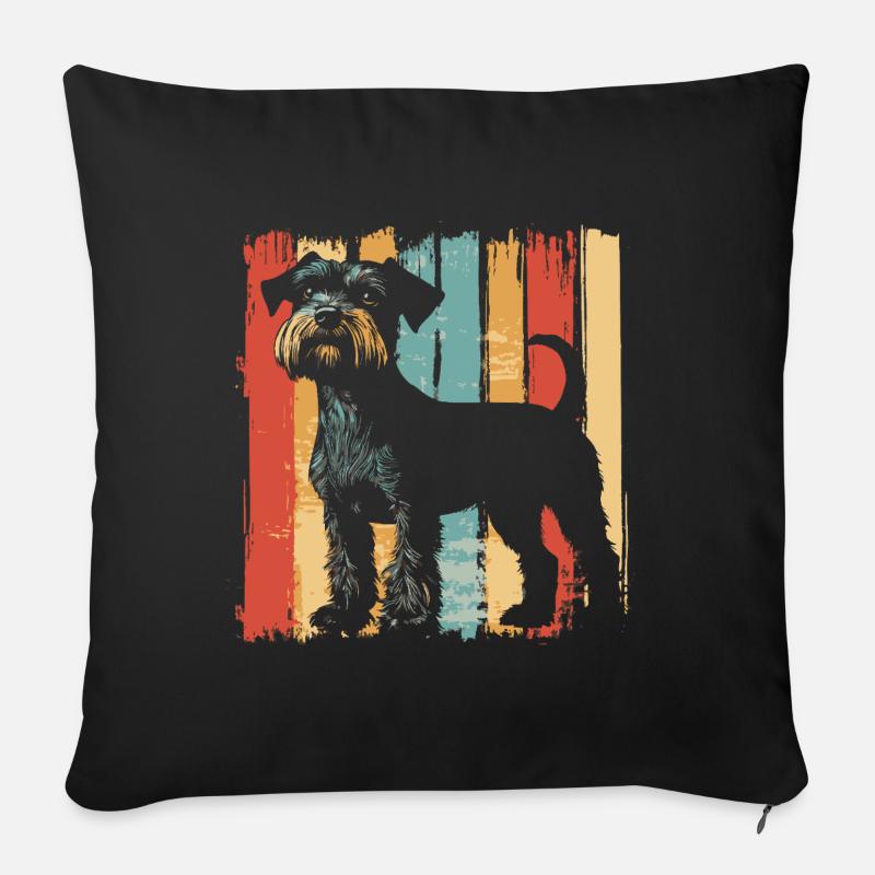 Schnauzer Hund Vintage - Sofakissenbezug 45 x 45 cm - Schwarz