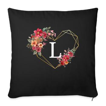 Letter l floral golden heart - Sofa pillowcase 17,3'' x 17,3'' (45 x 45 cm) - black - Front