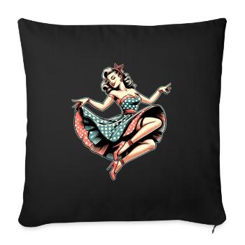 Rockabilly Style Femme Jupon Cadeau Rétro - Housse de coussin décorative 45 x 45 cm - noir - Devant