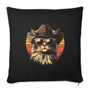 Chat Maine Coon avec lunettes de soleil - Housse de coussin décorative 45 x 45 cm - noir - Devant