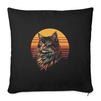 Norwegische Waldkatze Vintage - Sofakissenbezug 45 x 45 cm - Schwarz - Vorne