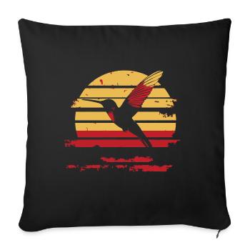 Hummingbird Silhouette Vintage Sunset - Sofa pillowcase 17,3'' x 17,3'' (45 x 45 cm) - black - Front