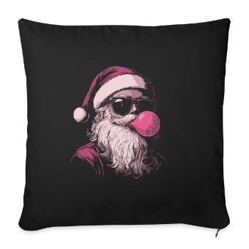 Weihnachtsmann mit Sonnenbrille kaut Kaugummi - Sofakissenbezug 45 x 45 cm - Schwarz - Vorne