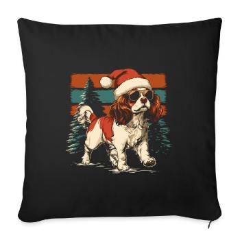 Cool Cavalier King Charles Épagneul Noël - Housse de coussin décorative 45 x 45 cm - noir - Devant