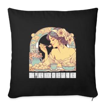 Ohne Pelmeni nix schöne Frau Art Nouveau Geschenk - Sofakissenbezug 45 x 45 cm - Schwarz - Vorne
