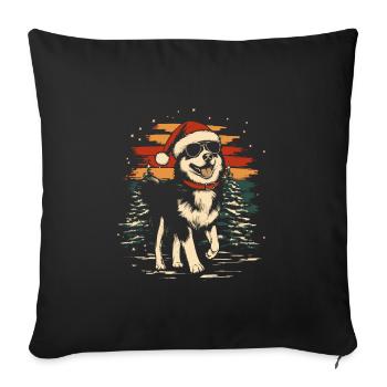 Cool husky at Christmas - Sofa pillowcase 17,3'' x 17,3'' (45 x 45 cm) - black - Front