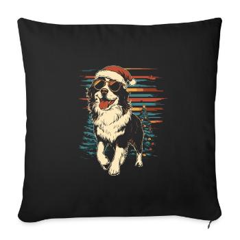 Berger australien frais Noël - Housse de coussin décorative 45 x 45 cm - noir - Devant