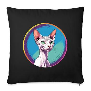 Sphynx Cat - Sofa pillowcase 17,3'' x 17,3'' (45 x 45 cm) - black - Front