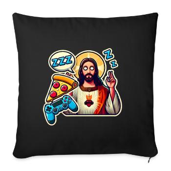 Pixel Gamer Leben Eat Sleep Respawn - Sofakissenbezug 45 x 45 cm - Schwarz - Vorne
