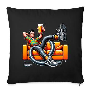 Illustration rétro d'un papa drôle sur un canapé - Housse de coussin décorative 45 x 45 cm - noir - Devant