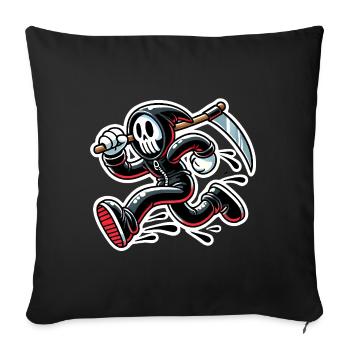 Conception amusante de la Faucheuse en train de courir - Housse de coussin décorative 45 x 45 cm - noir - Devant