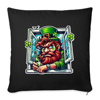 Fenêtre de la Saint-Patrick du lutin - Housse de coussin décorative 45 x 45 cm - noir - Devant